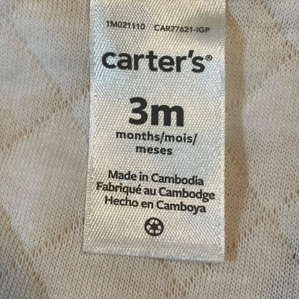 Baby Girls Carters Quilted Hooded Jacket 3M Yellow Floral Cotton Blend - Picture 8 of 8